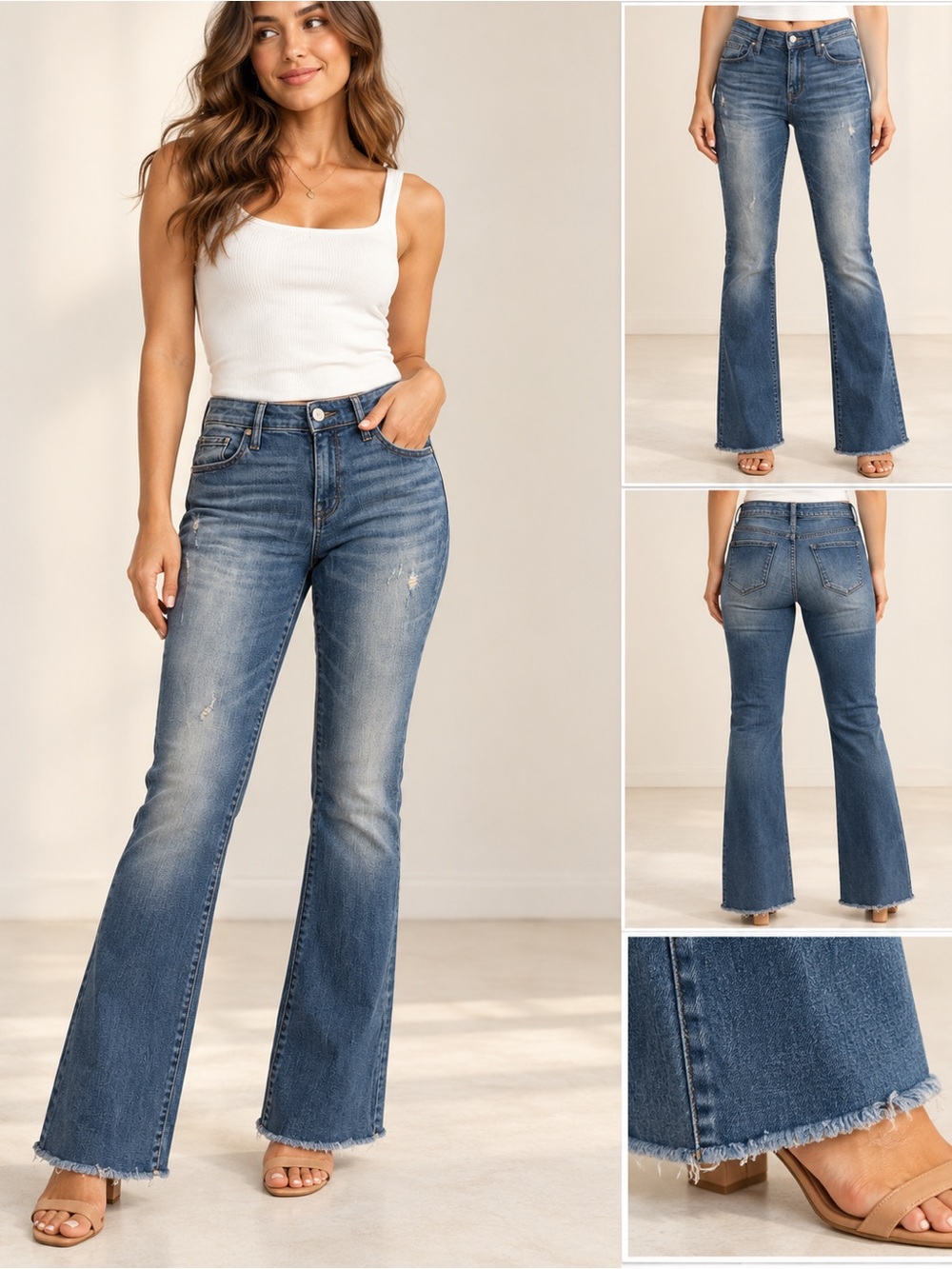 WAX JEAN Mid Rise Skinny Bootcut Jeans 26 Y2K Frayed Hem